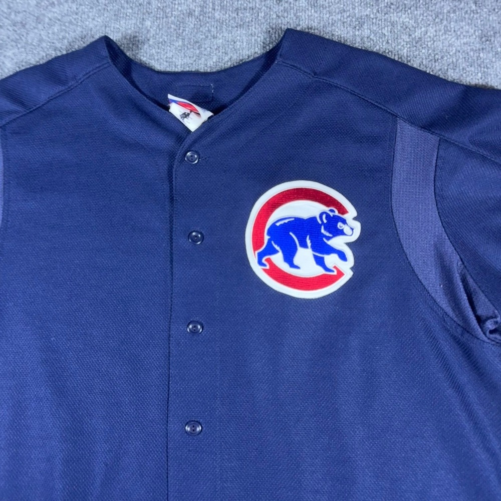 Majestic Authentic Chicago Cubs Jersey Mens XL Navy Blue MLB Baseball - Picture 2 of 14